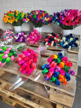 Load image into Gallery viewer, Bouquet of 100 Mixed Bright Colours Wooden Roses - Choose Your Own Colours