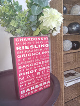 Load image into Gallery viewer, Wine List Message Block, Unique Home Interior Gift Sign 25x16x5cm