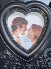 Load image into Gallery viewer, Black Photo Picture Frame With 3 Windows And Heart Filigree Detail 40x18x2cm