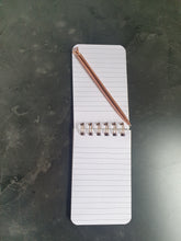 Load image into Gallery viewer, Marble print and Rose Gold Stationery Set, Pencil Case, Notepad and Slim Rollerball Pen