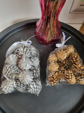 Load image into Gallery viewer, Pack Of 12 Silver Christmas Pine Cones For Decoration Or Craft