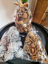 Load image into Gallery viewer, Pack Of 12 Silver Christmas Pine Cones For Decoration Or Craft