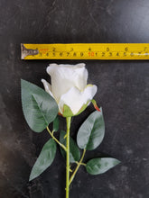 Load image into Gallery viewer, One Dozen Silk Rose Bouquet 12 Single Stem Artificial Celia Roses in Ivory Cream Home Decor Flowers