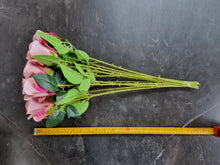 Load image into Gallery viewer, One Dozen Silk Rose Bouquet 12 Single Stem Artificial Flowers Celia Roses in Dusky Pink Home Decor