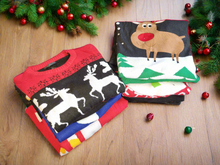 Load image into Gallery viewer, Traditional Print Christmas Jumper Reindeers Black White Unisex Xmas Novelty Dress Up Men Women