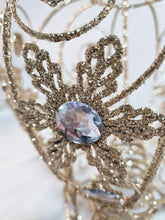 Load image into Gallery viewer, Crown Christmas Tree Topper Decoration, Champagne Gold Metal Diamante 30x20cm