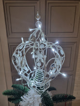 Load image into Gallery viewer, Crown Christmas Tree Topper Decoration, White Metal Diamante 30x20cm