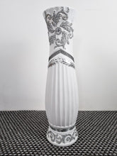 Load image into Gallery viewer, Large White Ceramic Floor Vase With Silver Glitter Diamante Detail 60cm Home Decor