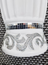 Load image into Gallery viewer, Large White Ceramic Floor Vase With Silver Glitter Diamante Detail 60cm Home Decor