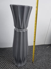 Load image into Gallery viewer, Large Grey Ceramic Floor Standing Vase With Stripe 60cm Home Decor