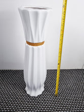 Load image into Gallery viewer, Large White Ceramic Floor Standing Vase With Gold Stripe 60cm Home Decor