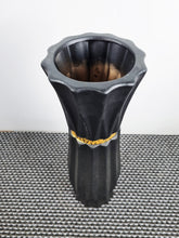 Load image into Gallery viewer, Large Black Ceramic Floor Standing Vase With Gold Stripe 60cm Home Decor