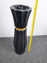 Load image into Gallery viewer, Large Black Ceramic Floor Standing Vase With Gold Stripe 60cm Home Decor
