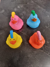 Load image into Gallery viewer, Punk Ducks, Set of 4 Rubber Punk Rocker Ducks With Bright Mohawks. 'Punk Ducks' from Ducks in Disguise