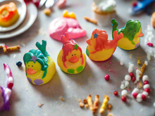 Load image into Gallery viewer, Set of 4 Fancy Dress Mermaid Rubber Ducks. 'Mer-Ducks' from Ducks in Disguise Party Gifts Bath Toys