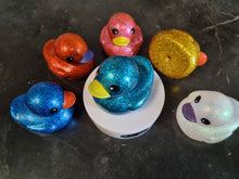 Load image into Gallery viewer, Large Glitter Duck in Choice Of Bright Colours Fun Party Bag Gifts Games Bath Time Ducks Toys