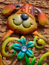 Load image into Gallery viewer, Dog Wind Chime In Bright Colours Very Cute Metal Smiling Pet Garden Windchime