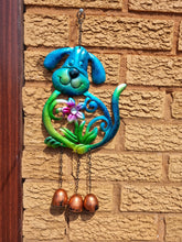 Load image into Gallery viewer, Dog Wind Chime In Bright Colours Very Cute Metal Smiling Pet Garden Windchime