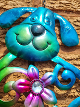 Load image into Gallery viewer, Dog Wind Chime In Bright Colours Very Cute Metal Smiling Pet Garden Windchime