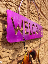 Load image into Gallery viewer, Dog Welcome Garden Sign Bright Colour and Sparkle Detail Hanging Indoor Outdoor Plaque