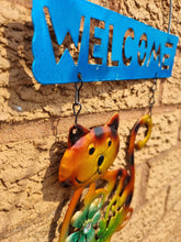 Load image into Gallery viewer, Cat Welcome Garden Sign Bright Colour and Sparkle Detail Hanging Indoor Outdoor Plaque