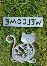 Load image into Gallery viewer, Cat Welcome Garden Sign Bright Colour and Sparkle Detail Hanging Indoor Outdoor Plaque
