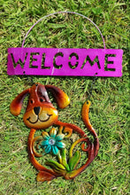 Load image into Gallery viewer, Dog Welcome Garden Sign Bright Colour and Sparkle Detail Hanging Indoor Outdoor Plaque