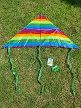 Load image into Gallery viewer, Multi Coloured Rainbow Kite Kids Adults Small Delta Vulcan Outdoor Flying Game Toy