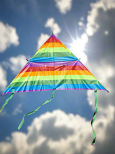 Load image into Gallery viewer, Multi Coloured Rainbow Kite Kids Adults Small Delta Vulcan Outdoor Flying Game Toy