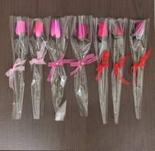 Load image into Gallery viewer, Single Wooden Rose Bud in Cellophane and Ribbon - Choose from 20 Colours