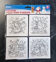 Load image into Gallery viewer, Colour Your Own Christmas Jigsaw Puzzles Craft Fun Xmas Activity 4 Pieces