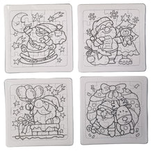 Load image into Gallery viewer, Colour Your Own Christmas Jigsaw Puzzles Craft Fun Xmas Activity 4 Pieces