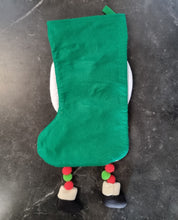 Load image into Gallery viewer, Plush Santa Christmas Stocking with Dangly Feet, Large Felt Xmas Decoration 60cm