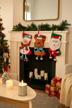 Load image into Gallery viewer, Plush Santa Christmas Stocking with Dangly Feet, Large Felt Xmas Decoration 60cm