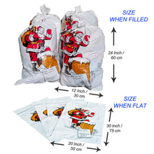 Load image into Gallery viewer, 4 Pack Of Santa Carrier Bags Sacks For Delivering Christmas Presents Xmas Essentials 30x20 Inch