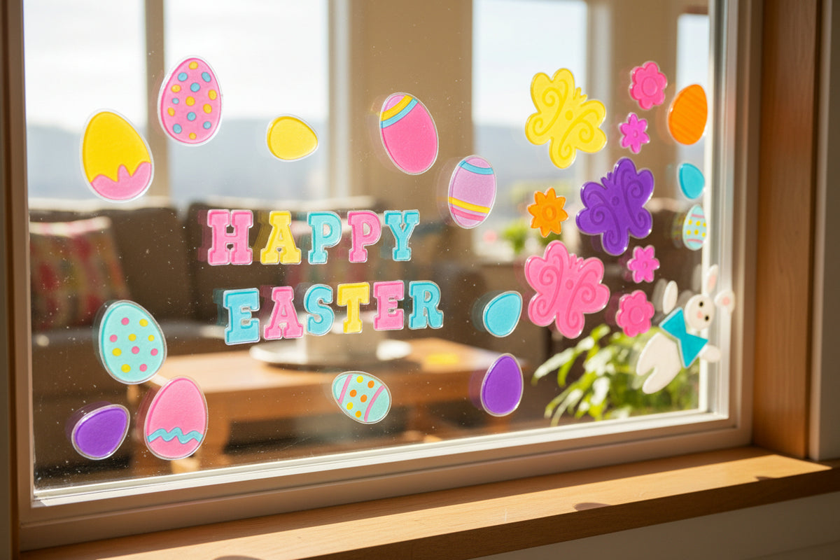 Happy Easter Window Gel Sticker Party Decoration Easter Bunny Easter Eggs