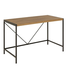 Load image into Gallery viewer, Wooden table with black metal frame on a white background