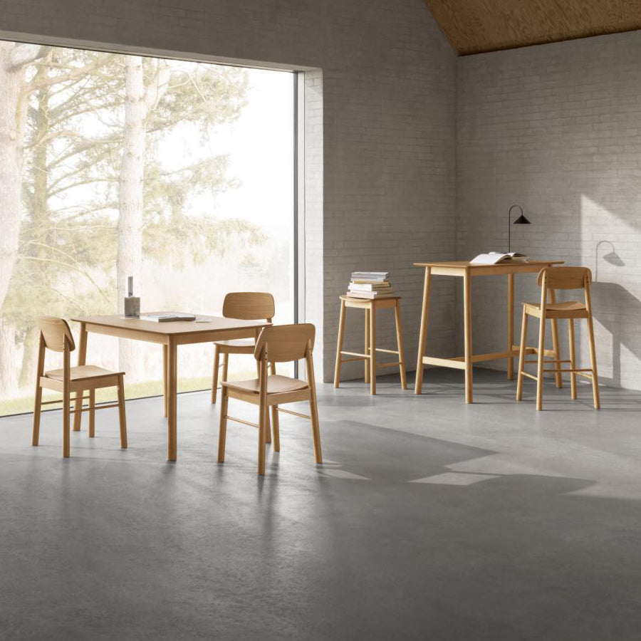 Barlow Bar Table Brown Oiled Oak With Footrest Modern Kitchen Dining 120x60x105 cm
