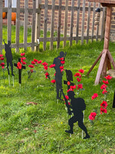 Load image into Gallery viewer, 10 Red Remembrance Day Poppy Spray Stems 45cm Artificial Flowers 40 Flower Heads Wild Poppies