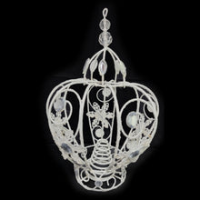 Load image into Gallery viewer, Crown Christmas Tree Topper Decoration, White Metal Diamante 30x20cm