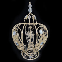 Load image into Gallery viewer, Crown Christmas Tree Topper Decoration, Champagne Gold Metal Diamante 30x20cm