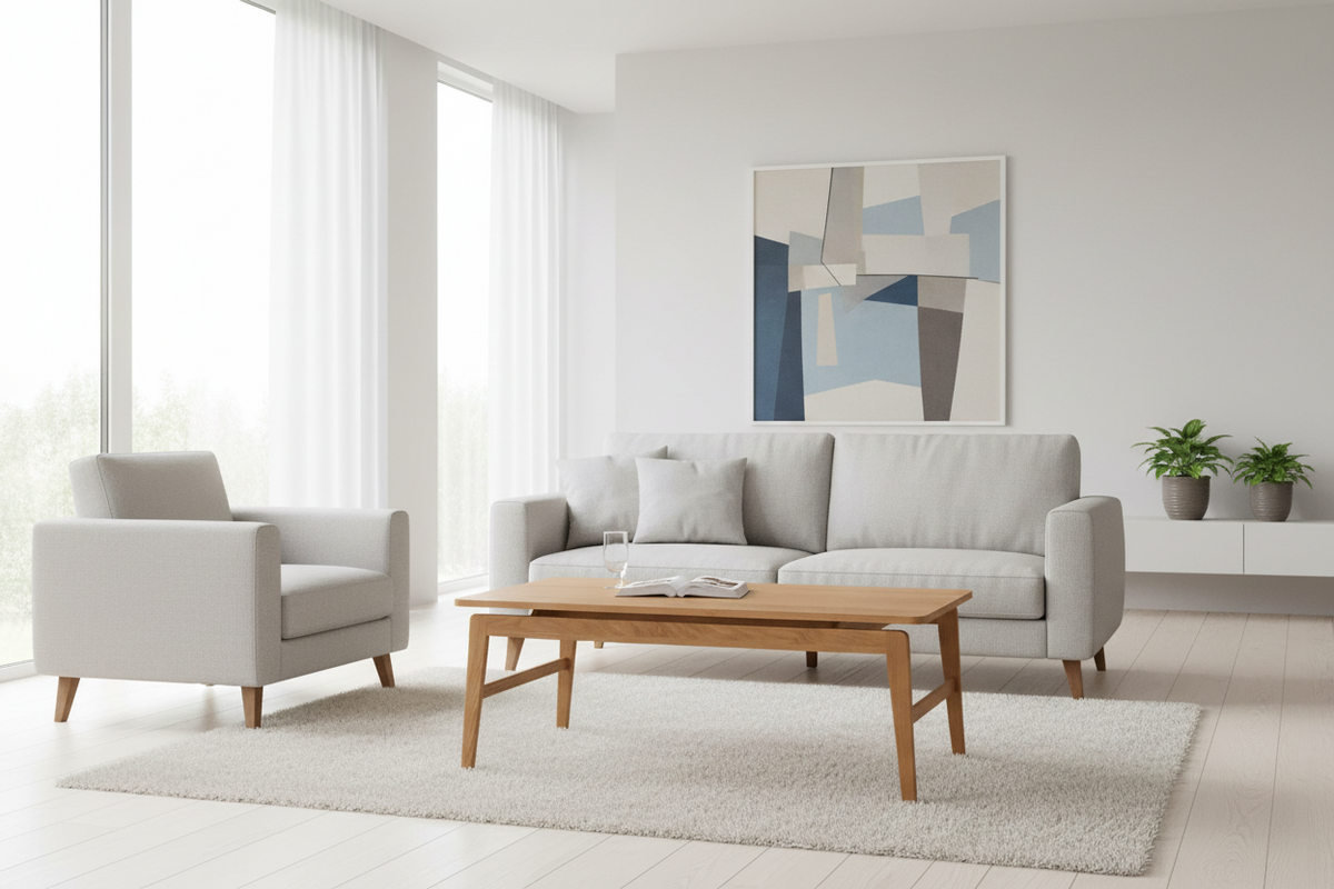 Essex Rectangular Oak Coffee Table Large Modern Furniture 120cm
