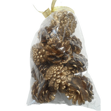 Load image into Gallery viewer, Pack Of 12 Gold Christmas Pine Cones For Decoration Or Craft