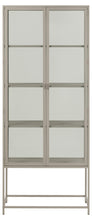 Load image into Gallery viewer, Seaford Grey Display Cabinet With 2 Glass Doors, 4 Shelves And A Solid Metal Frame Tall 77x35x186cm