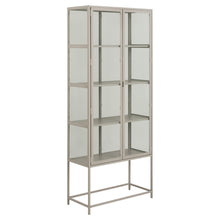 Load image into Gallery viewer, Seaford Grey Display Cabinet With 2 Glass Doors, 4 Shelves And A Solid Metal Frame Tall 77x35x186cm