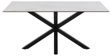 Load image into Gallery viewer, Heaven Rectangle Ceramic Dining Table In White With Solid Metal Base 160x90cm