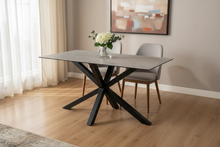 Load image into Gallery viewer, Heaven Rectangle Dining Table 135cm In Grey Ceramic With Metal Base