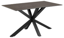 Load image into Gallery viewer, Heaven Rectangle Dining Table 135cm In Black Ceramic With Metal Base
