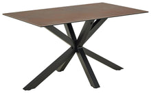 Load image into Gallery viewer, Heaven Rectangle Dining Table 135cm In Brown Ceramic With Black Metal Base