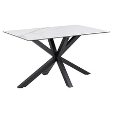 Load image into Gallery viewer, Heaven Rectangle Dining Table 135cm In White Ceramic With Black Metal Base